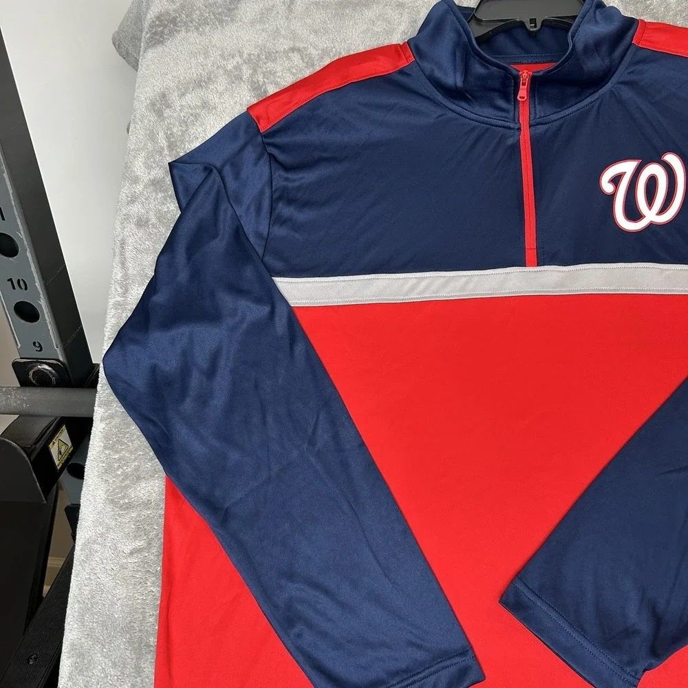 Washington Nationals 1/4-Zip Red Sweater Fanatics Quarter-Zip Pullover Men's 2XL